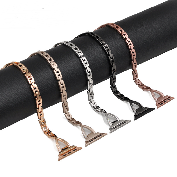 Apple Watch Band X-Type Stainless Steel with Diamonds